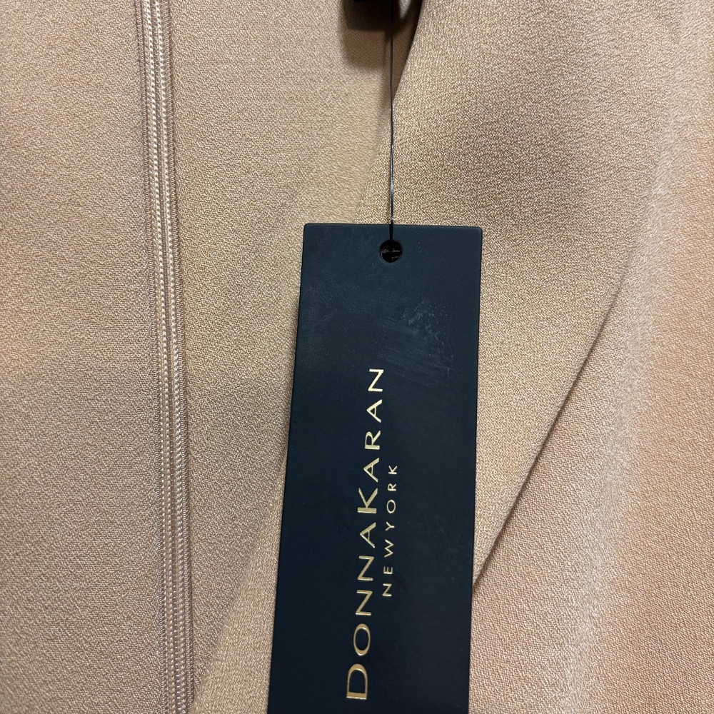 DONNA KARAN CREPE FIT AND FLARE DRESS WITH BELT - Picture 3 of 5